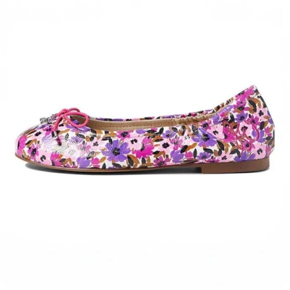 Sam Edelman Girls Kids Leather Felicia Mini Ballet Flat Shoe Purple Flower - Picture 1 of 15